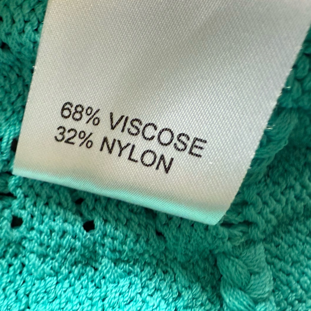 Simon Chang Turquoise Open-Knit Cardigan Fit medium - Picture 5 of 6